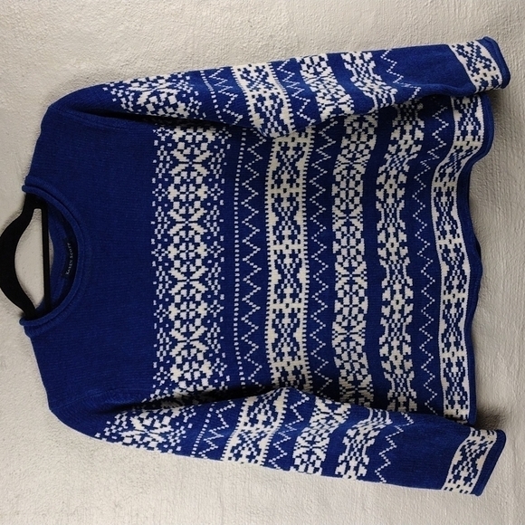 Karen Scott Blue Fair Isle Scoop Neck Long Sleeve Pull Over Chenille Sweater - Picture 15 of 15